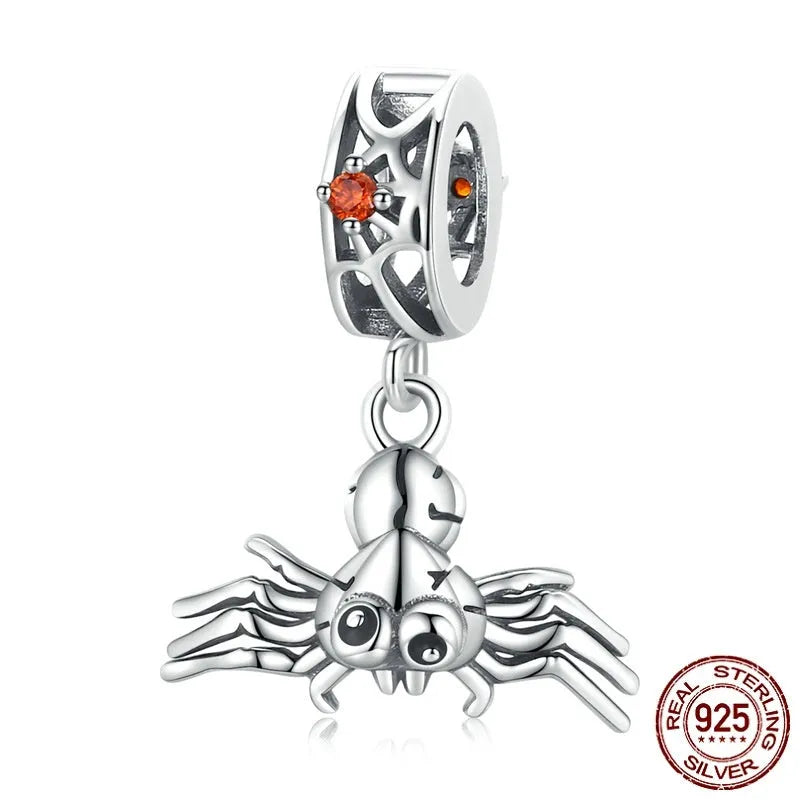 925 silver Halloween spider pendant charm with electroplated colour finish, 1.3g