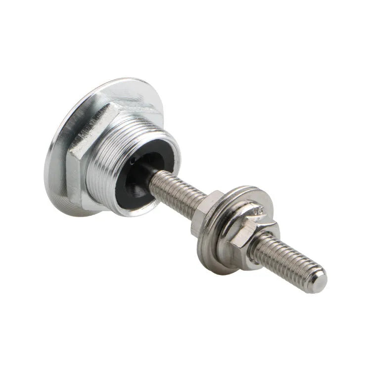30mm diameter aluminium alloy engine cover lock in silver, black, gold, blue, and red colours next to a 55mm screw.