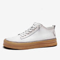 Black men's leather lace-up casual shoes with a round toe and flat rubber sole.
