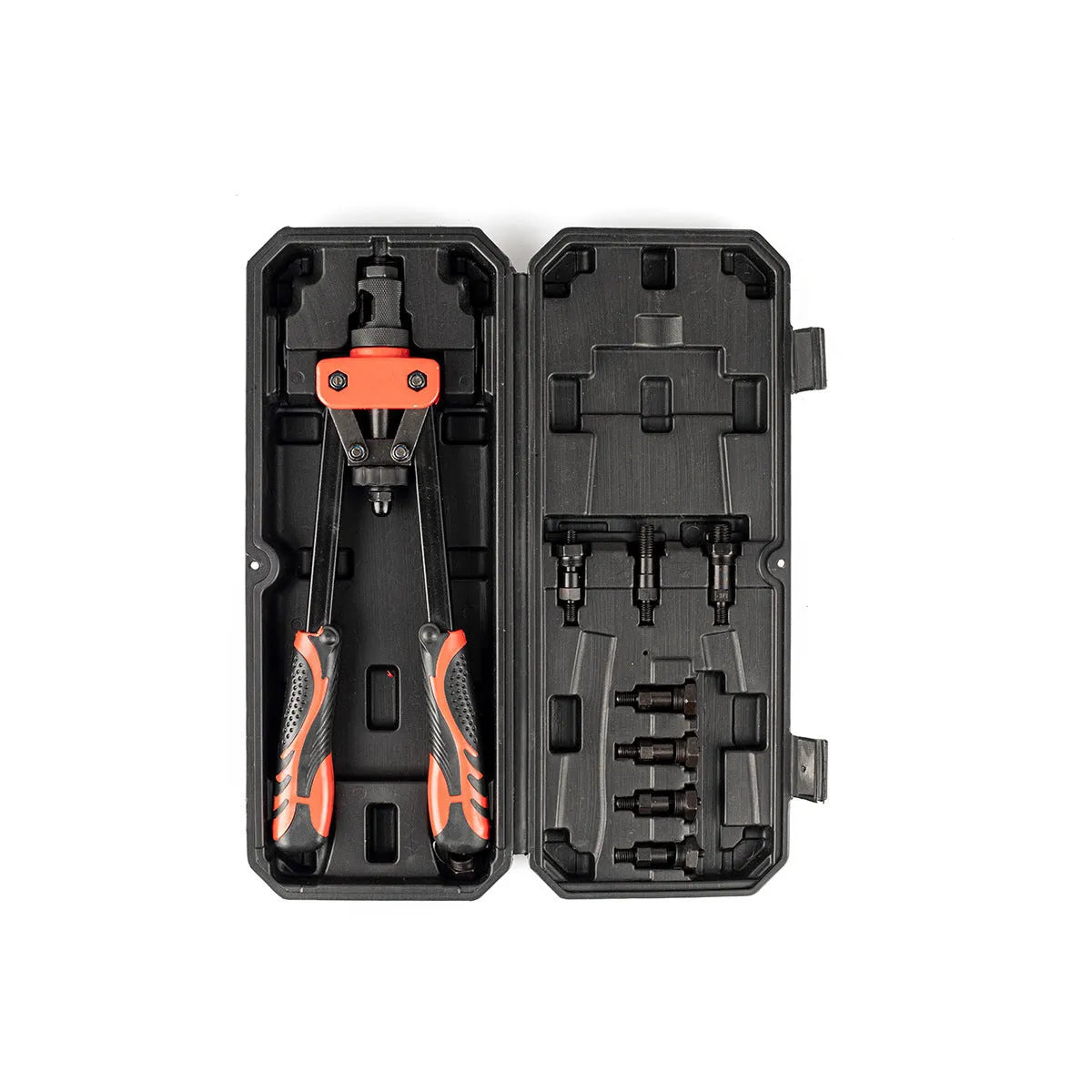 14-inch alloy pull-setter rivet nut tool with six interchangeable gun tips