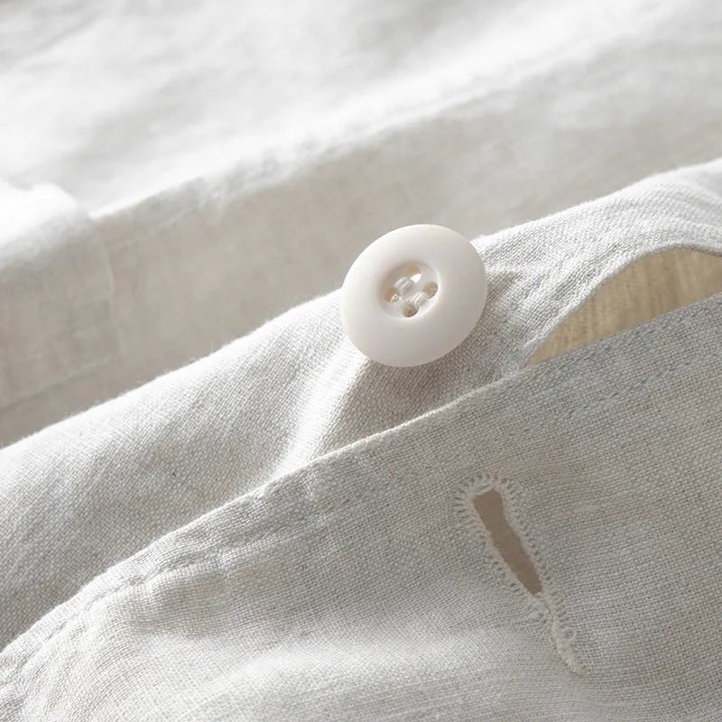 Men's linen casual jacket in solid colour with long sleeves and loose fit