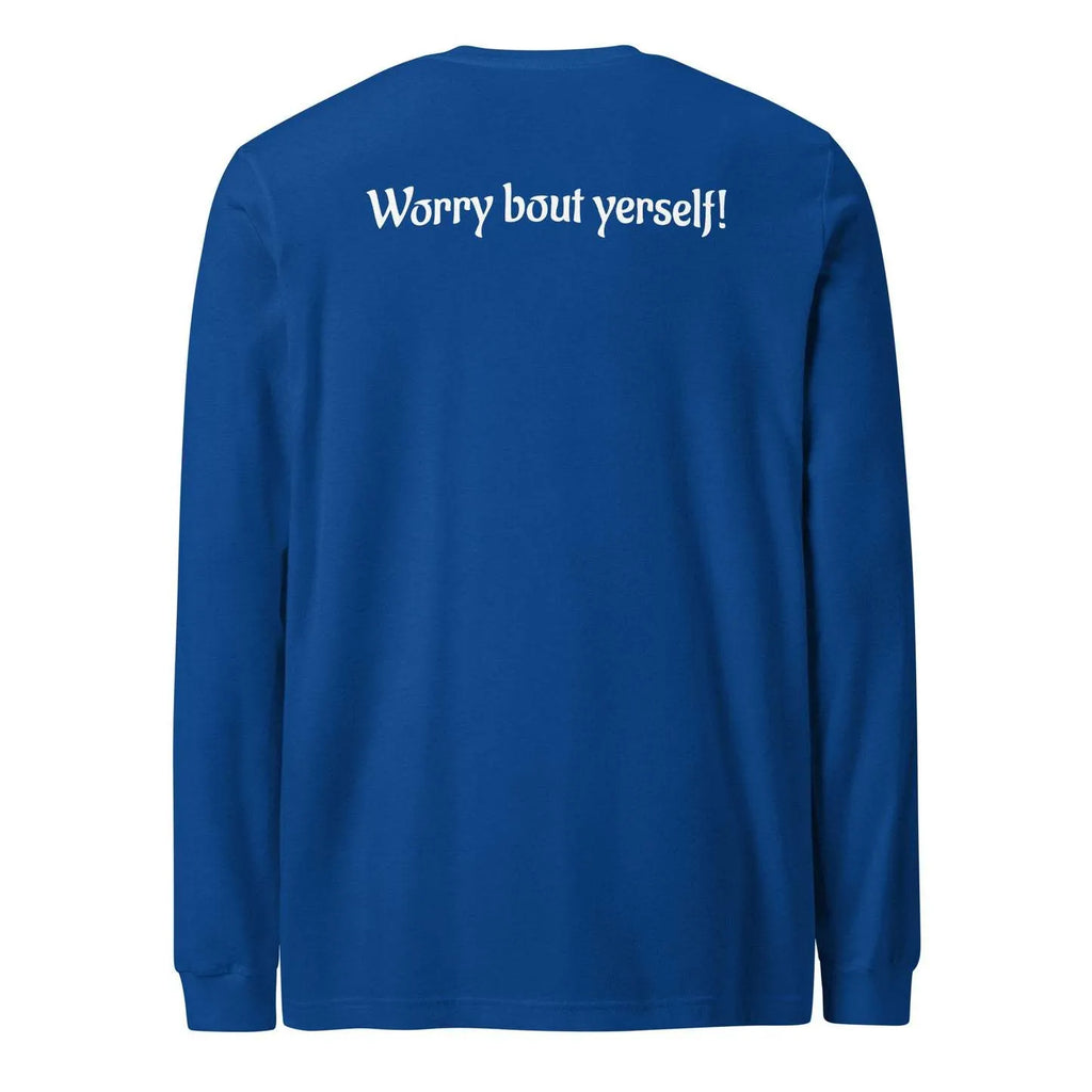 Men's blue loose fit round neck sweater with printed letter patterns in Japanese Korean casual style