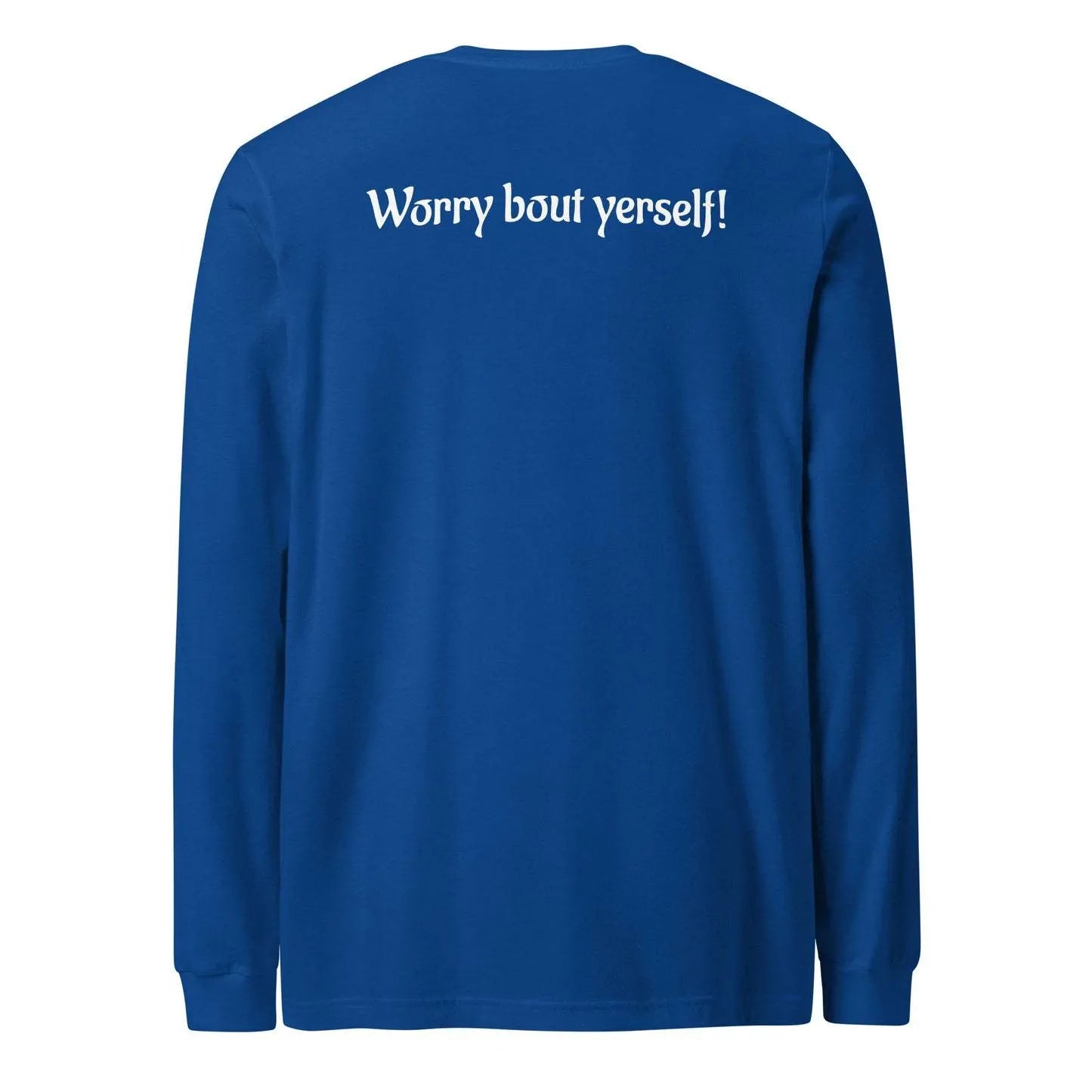 Men's blue loose fit round neck sweater with printed letter patterns in Japanese Korean casual style