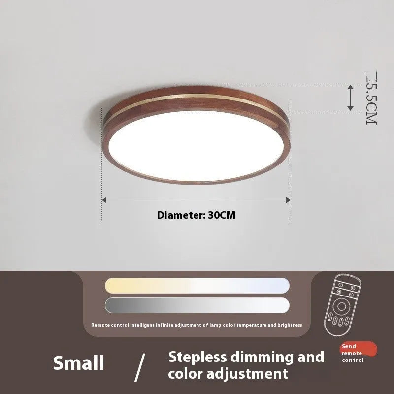 New Chinese style wooden ceiling lamp 30cm LED tri-colour dimmable for living room