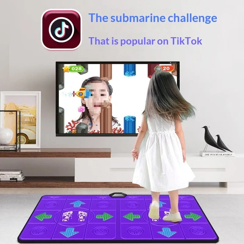 HD Double Dance Mat with stainless steel surface and motion sensing console for TV play