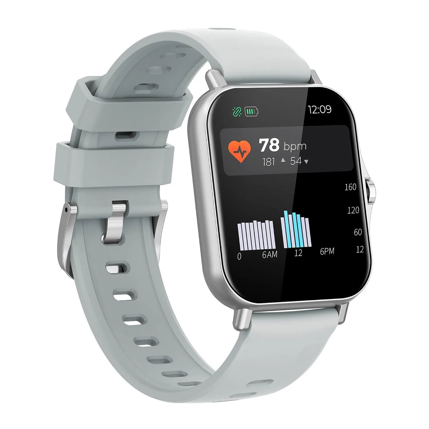 W10 Bluetooth smart watch for heart rate and blood pressure monitoring on a wrist.
