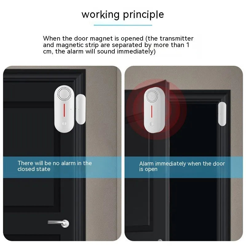 WiFi door magnetic sensor alarm device for smart home security with sound and light alerts