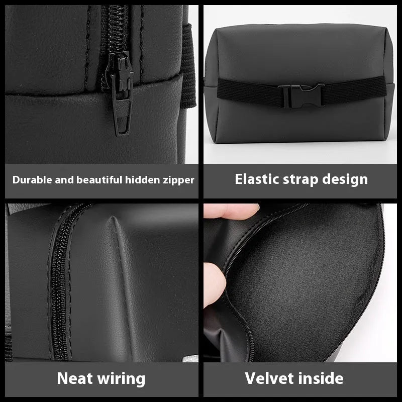 Leather tissue paper extraction box 18cm x 12.5cm x 9cm for home or car, available in black dark green grey and mocha brown