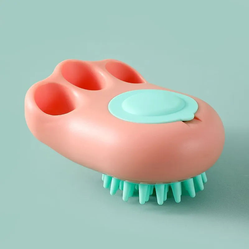 Cat claw pet bath brush with rubber massage tips in blue, pink, white, and yellow colour options