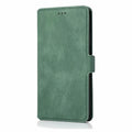 Clamshell phone case for Samsung with card slot, photo frame, and bracket in black PU TPU flip style.