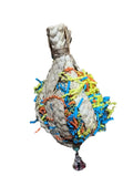 Parrot straw rope toy made from straw paper, approximately 15cm diameter and 23cm long