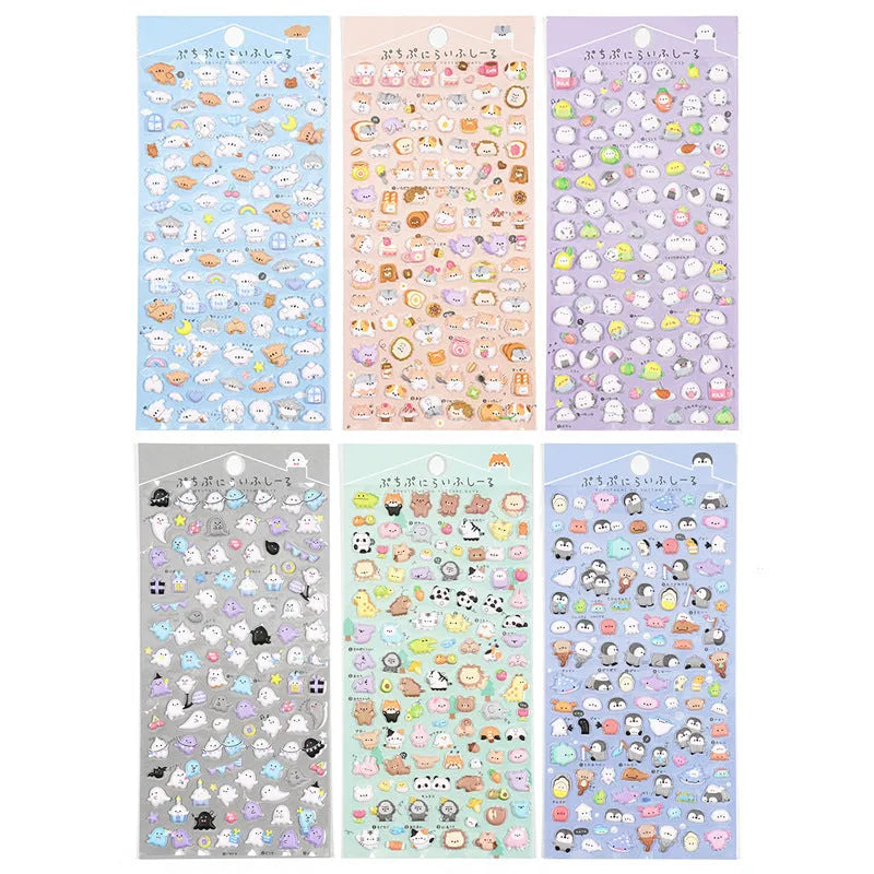 Cartoon animal foam bubble dstereo sticker on phone case with raised 3D effect