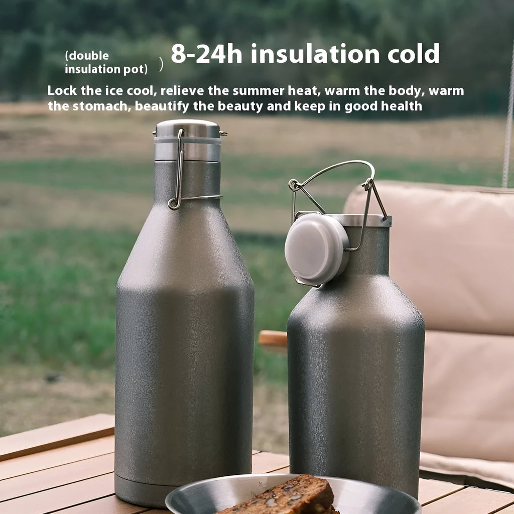 Stainless steel outdoor thermal pot with large capacity for camping and portable use