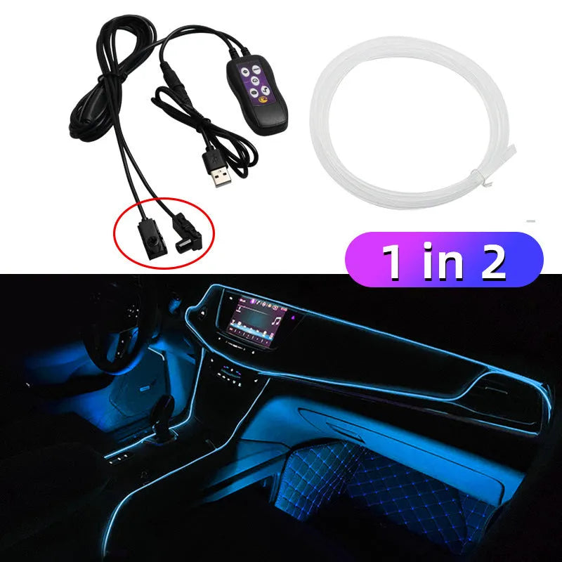 Car USB LED colour changing atmosphere lamp for dashboard and centre console lighting