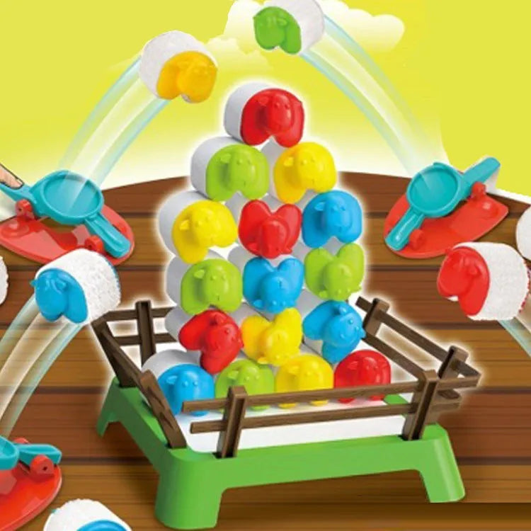Children's bouncing sheep game plastic ejection balance toy in English colour box
