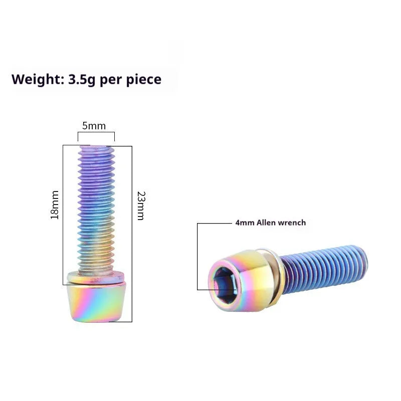 Set of 6 stainless steel mountain bike handlebar riser fixing screws in multiple colours