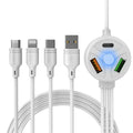 PDPVC 3-in-1 fast charging cable with USB, Mini USB, and Micro USB connectors on a 1.2m black cable.