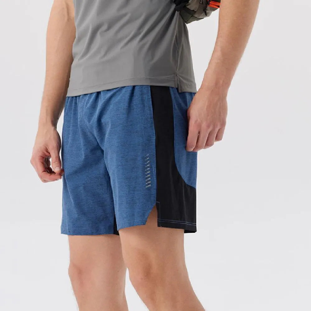 Men's forest green spandex casual shorts with a mid waist and five-point construction.