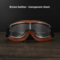 Harley motorcycle goggles with black leather frame and UV400 lens