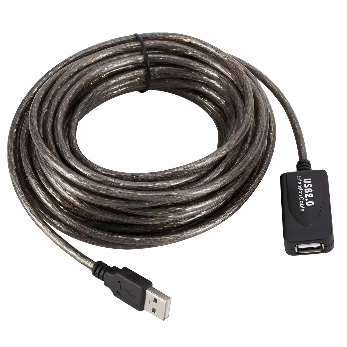 USB high speed data cable with chip 5m transparent black copper wire extension male to female