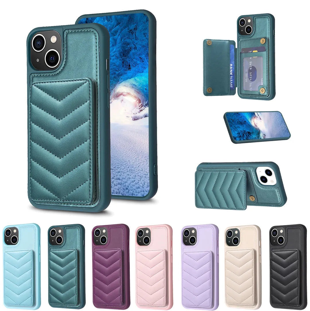 Flip PU leather crossbody phone case for Apple iPhone 11 to 15, displayed in black, showing flip cover open and shoulder strap