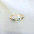 S925 sterling silver geometric ring with yellow gold finish diamond treated for women US sizes 6-10