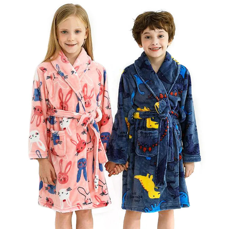Children's flannel pajamas in purple mermaid design, unisex, size 110-170cm, autumn winter sleepwear