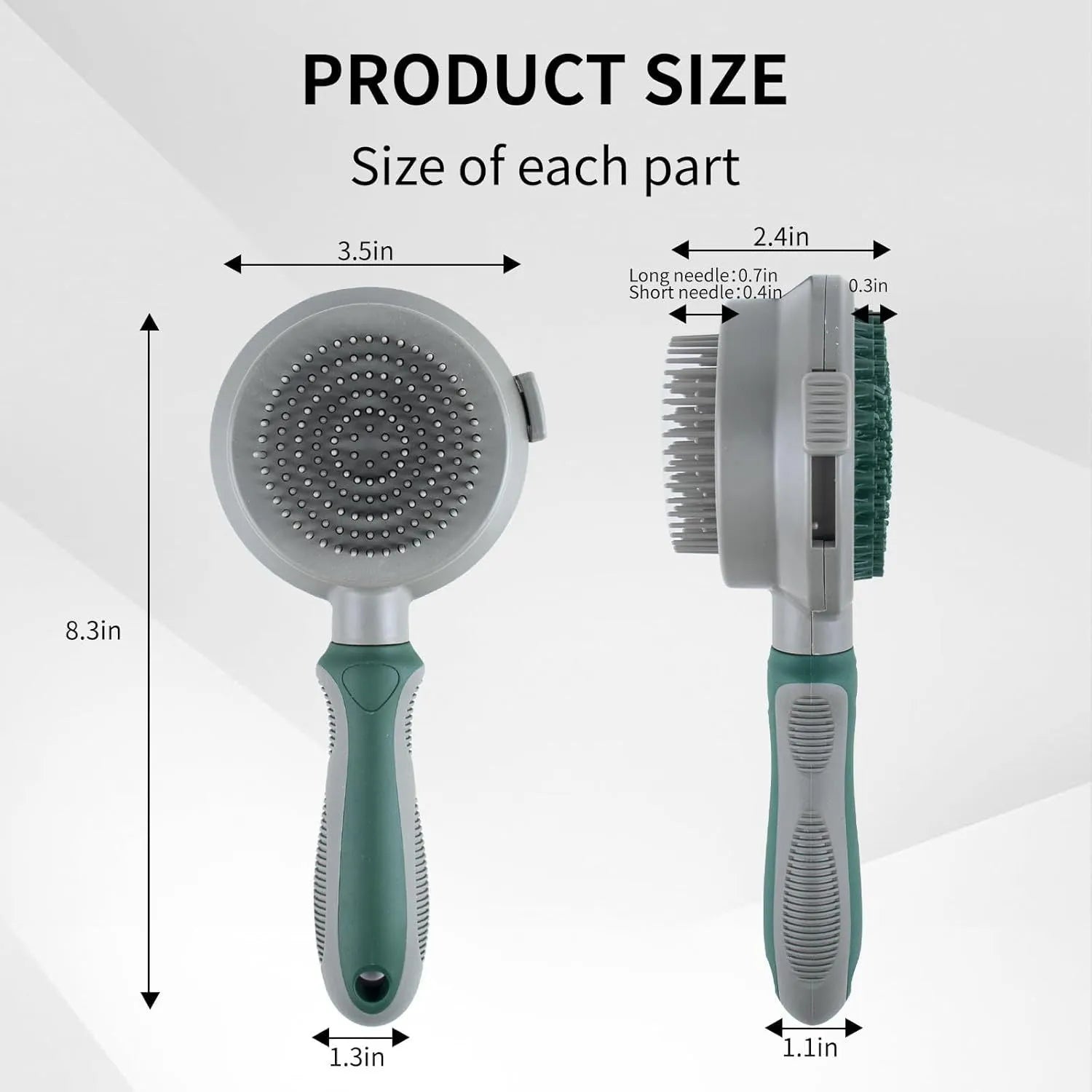 Green 2-in-1 silicone pet grooming brush showing slicker brush side and octopus-teethed massager side