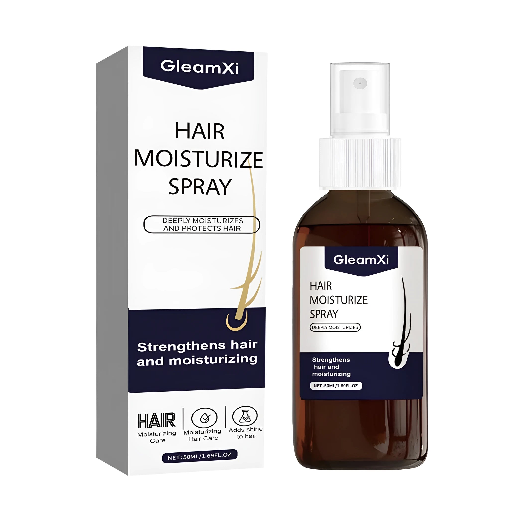 Moisturising hair care spray bottle 50ml with ginger root and Polygonum multiflorum extracts for dry hair conditioning