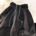 Men's hooded hoodie in American-style loose fit, polyester long sleeve top in black