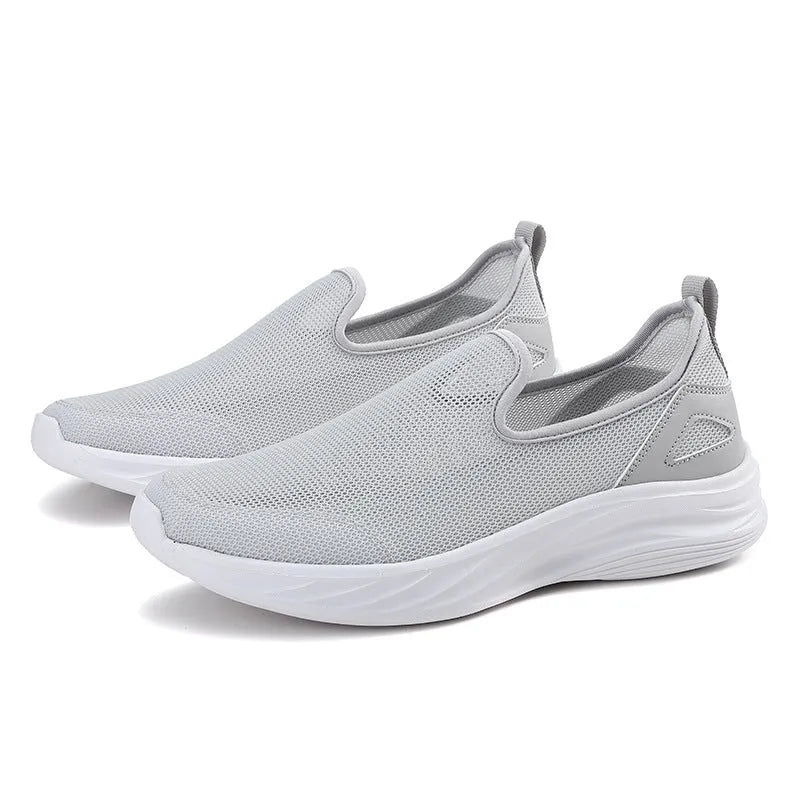Lazy Hollow Breathable Mesh Cloth Shoes in black, flat heel, round toe, mesh upper