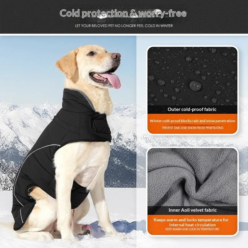 Unisex double-layer polyester fibre pet vest jacket in black, size L, on a dog