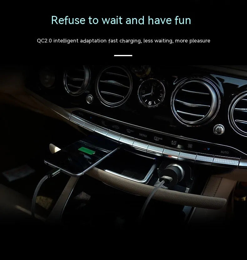 White QC2.0 single port USB car charger for fast charging smartphones and tablets in vehicles.
