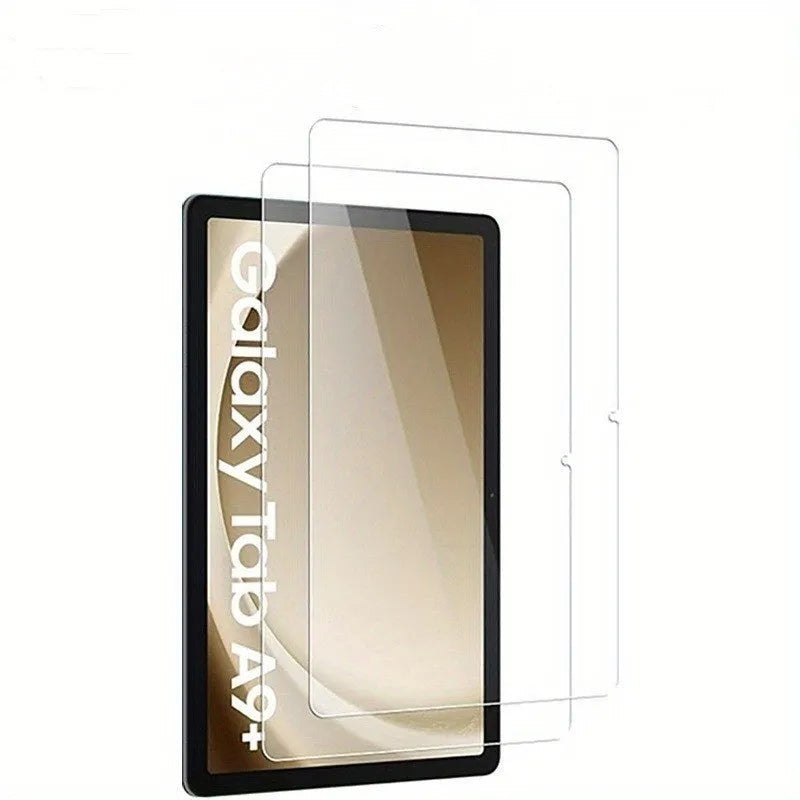 Tempered glass screen protector for Samsung tablets in a cattle leather pouch.