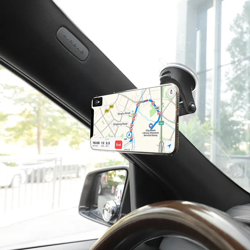 Dashboard stretch rod on-board bracket in black and red on a car instrument panel
