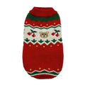 Christmas red cherry pet sweater for small dogs and cats on mannequin showing knit fabric texture