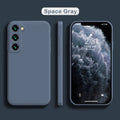 Liquid silicone phone case for Samsung back cover in solid colour with raised camera lip