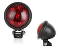 Retro round LED motorcycle brake light with aluminium housing in black finish