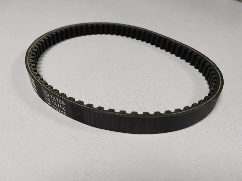 Black replacement drive belt for Jinli GP110 and Fengli VP110 motorcycles, size 20.1-759.