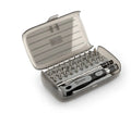 32 in 1 screwdriver set with 30 bits displayed in a black PP plastic storage case