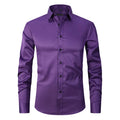 Men's stretch long sleeve work shirt in polyester, shown in a light colour variant with a button front.