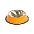 Stainless steel pet feeding bowl with colourful melamine pot and non-slip rubber base