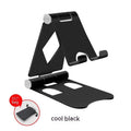 Aluminium alloy folding desktop phone stand in metallic finish, universal bracket for all phone brands