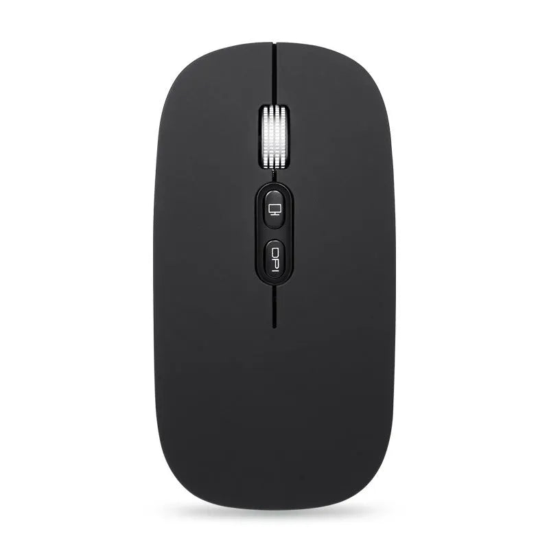 Wireless rechargeable mouse 1600DPI silent mini 2.4GHz black and silver grey with receiver and charging cable