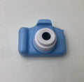 Children's digital camera toy in blue with photo, video, and sticker modes