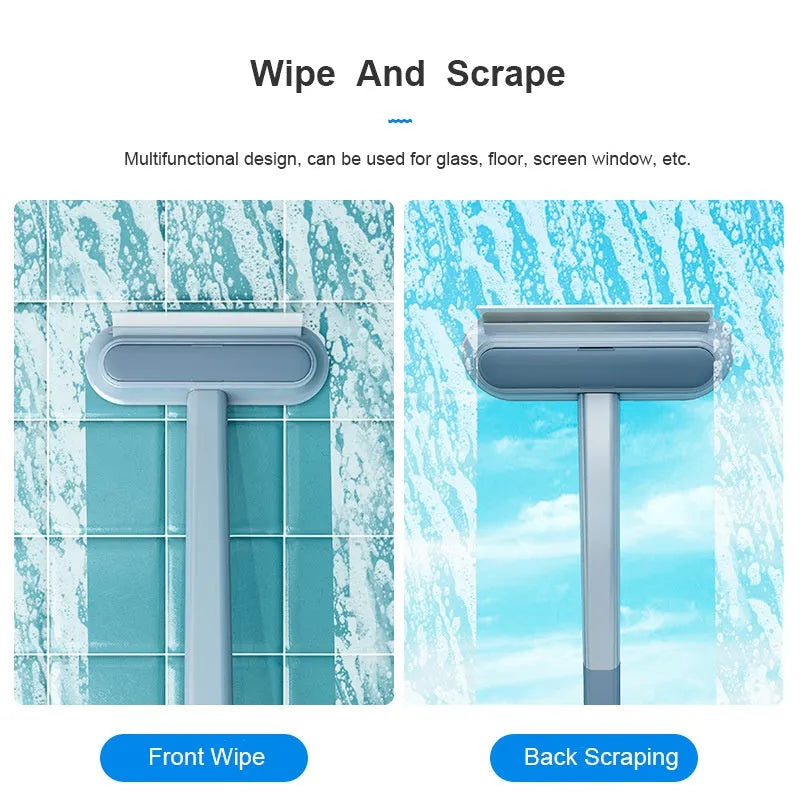 Multifunctional plastic cleaning brush with soft flannel head and extension handle for pet hair and dust.