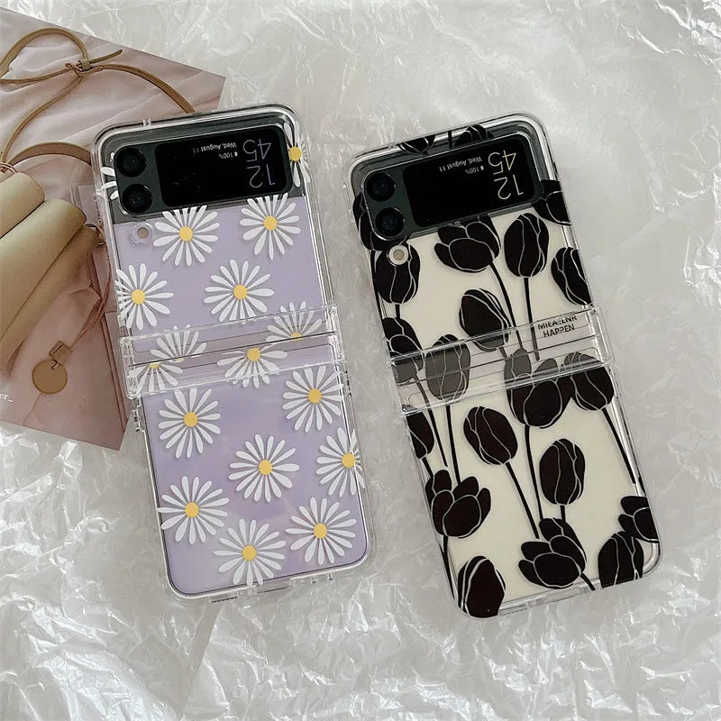 Flower pattern folding screen phone case for Samsung Galaxy Z Flip smartphones