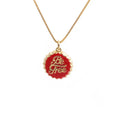 Copper bottle cap pendant necklace with gold electroplating on a 40cm box chain