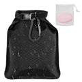 White plastic mesh soap bag with bubble net design, measuring 17 by 13 centimetres.