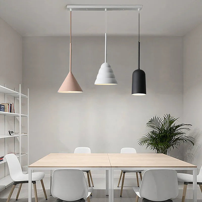 Retro creative hanging line chandelier in A Style Black, White or Pink for living room, dining room, hotel or homestay